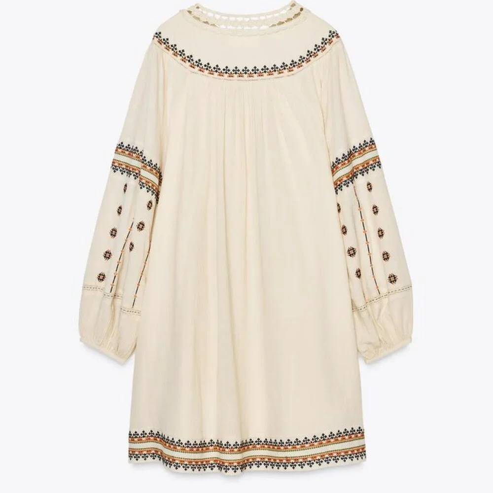 NWT ZARA EMBROIDERED DRESS ZW COLLECTION S, L_2